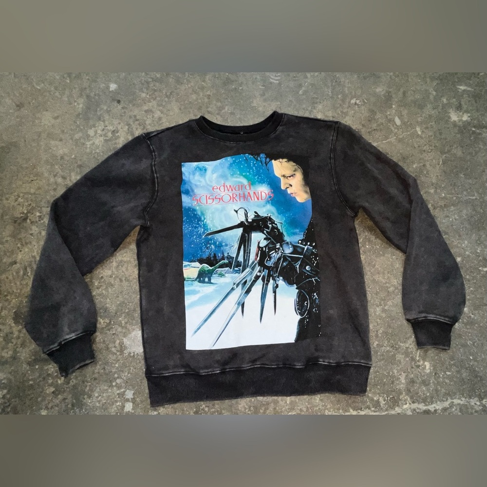 Edward Scissorhands Movie I Am Not Complete Black Sweatshirt Dbl Sided Size M